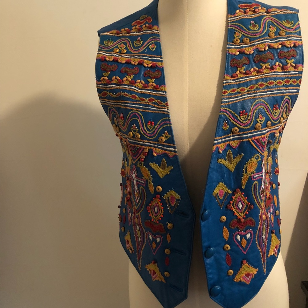 psychedelic detailed VINTAGE leather vest